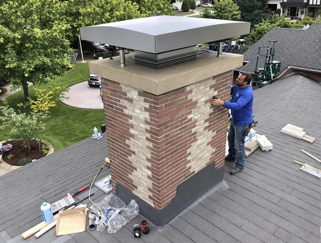 Central Falls Chimney Sweep team working on a custom chimney remodel in Central Falls, RI