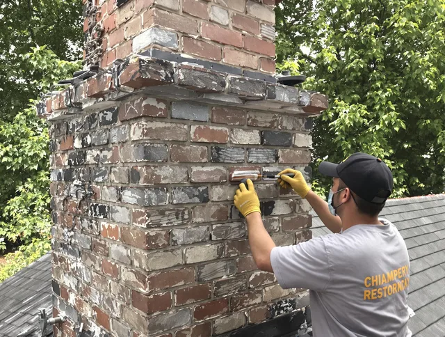 In-progress chimney restoration by Central Falls Chimney Sweep in Central Falls, RI