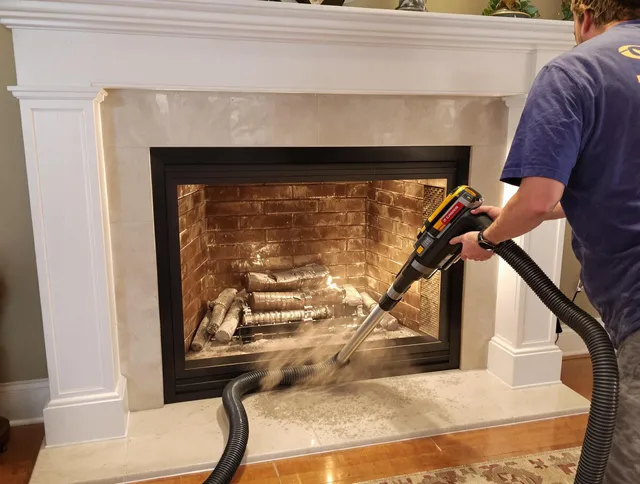 Fireplace cleaning performed by Central Falls Chimney Sweep in Central Falls, RI