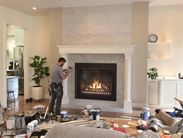 Newly installed fireplace by Central Falls Chimney Sweep in Central Falls, RI